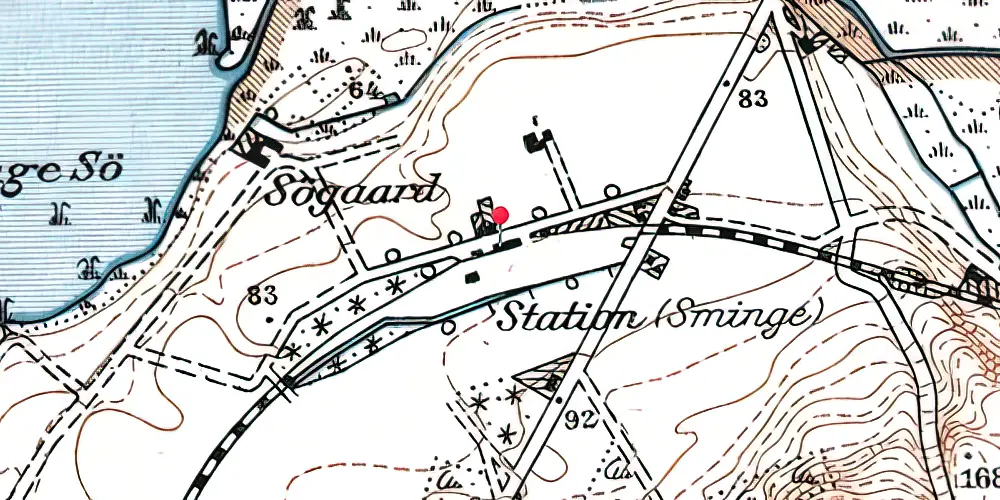 Historisk kort over Sminge Station Historisk kort over Sminge Station