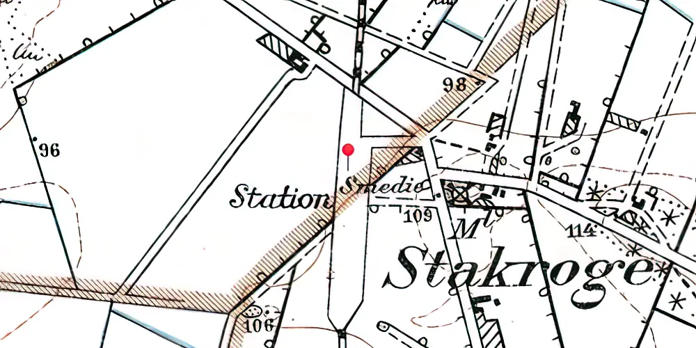 Historisk kort over Stakroge Station Historisk kort over Stakroge Station