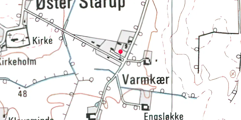 Historisk kort over Starup Holdeplads med sidespor Historisk kort over Starup Holdeplads med sidespor