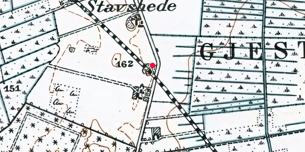 Historisk kort over Staushede Trinbræt