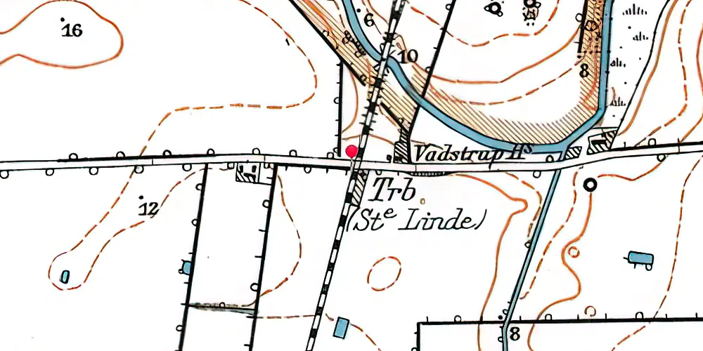 Historisk kort over Store Linde Trinbræt Historisk kort over Store Linde Trinbræt