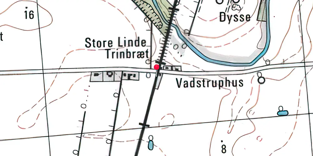 Historisk kort over Store Linde Trinbræt Historisk kort over Store Linde Trinbræt