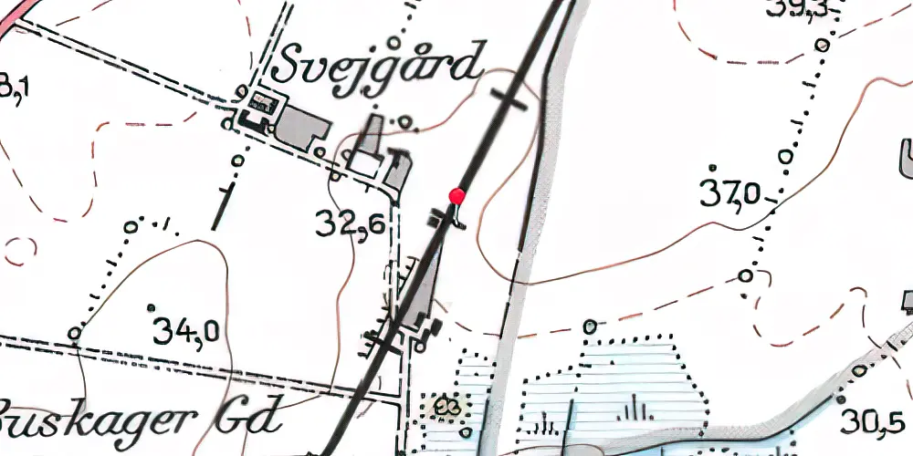 Historisk kort over Svejgaard Trinbræt Historisk kort over Svejgaard Trinbræt