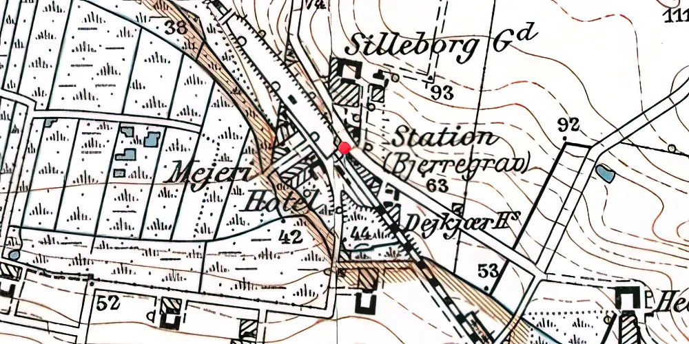 Historisk kort over Bjerregrav Station Historisk kort over Bjerregrav Station