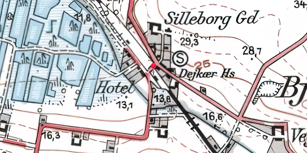Historisk kort over Bjerregrav Station Historisk kort over Bjerregrav Station