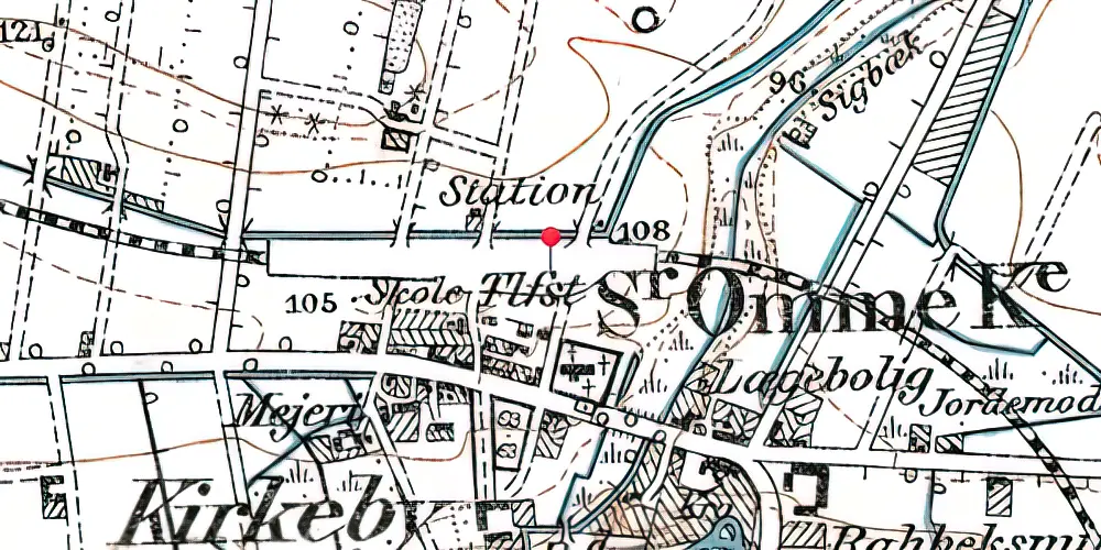 Historisk kort over Sønder Omme Station Historisk kort over Sønder Omme Station