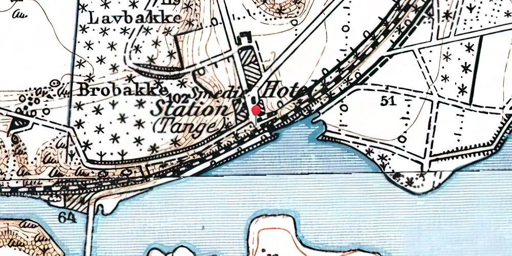 Historisk kort over Tange Station Historisk kort over Tange Station