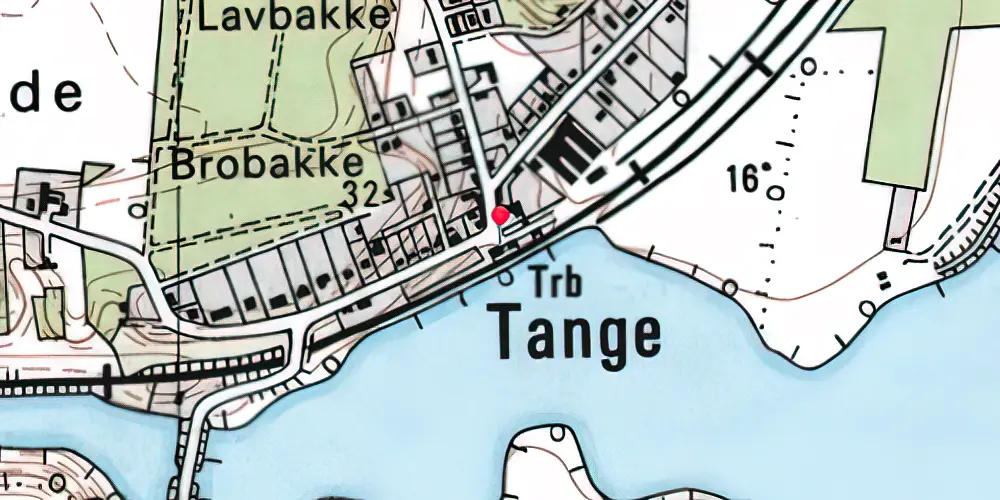 Historisk kort over Tange Station Historisk kort over Tange Station