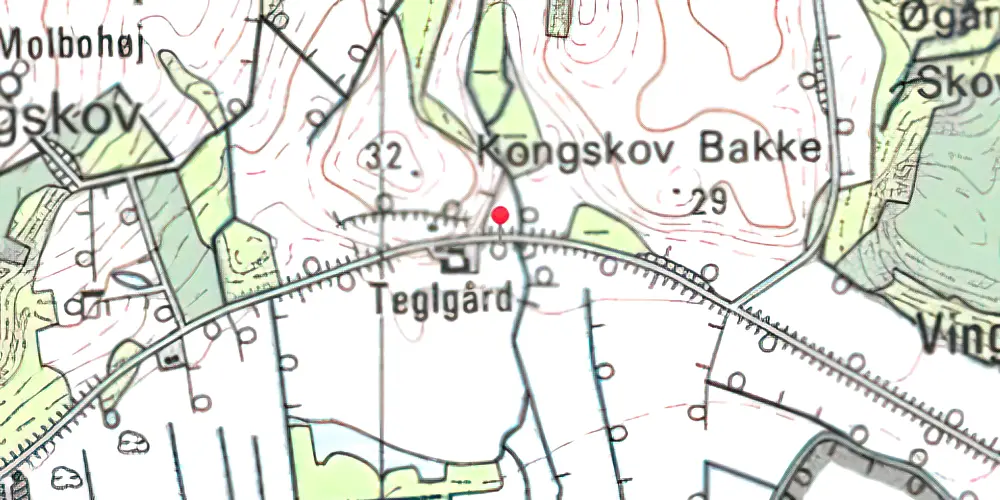 Historisk kort over Teglgård Trinbræt Historisk kort over Teglgård Trinbræt