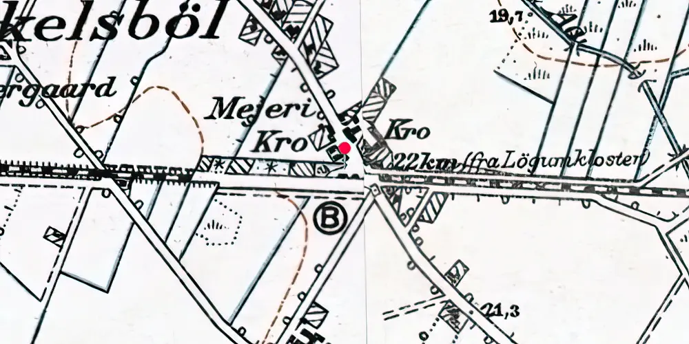 Historisk kort over Terkelsbøl Trinbræt med Sidespor Historisk kort over Terkelsbøl Trinbræt med Sidespor