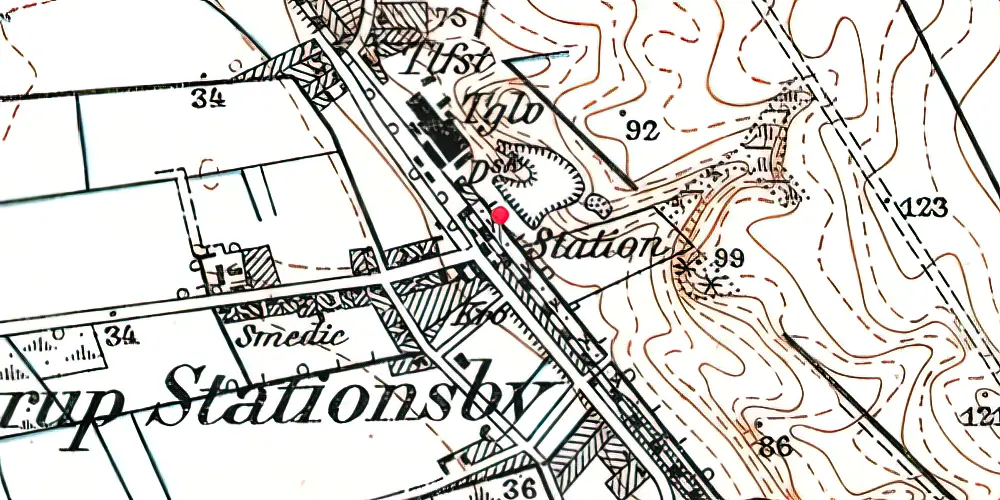 Historisk kort over Fårup Station