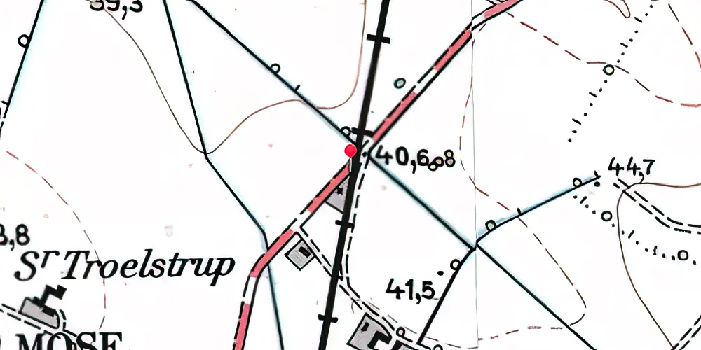 Historisk kort over Troelstrup Trinbræt