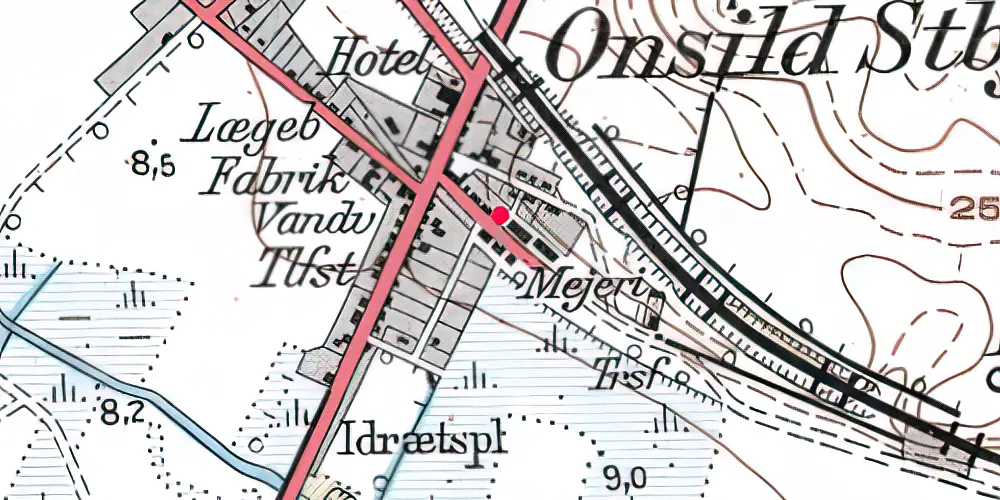 Historisk kort over Onsild Station Historisk kort over Onsild Station