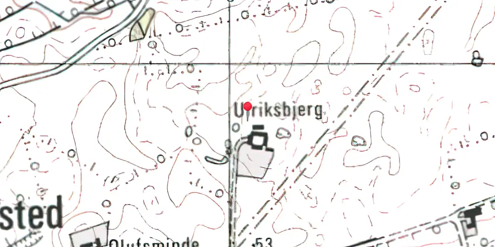 Historisk kort over Ulriksbjerg Holdeplads med sidespor Historisk kort over Ulriksbjerg Holdeplads med sidespor