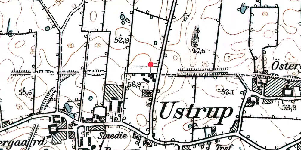 Historisk kort over Ustrup Station Historisk kort over Ustrup Station