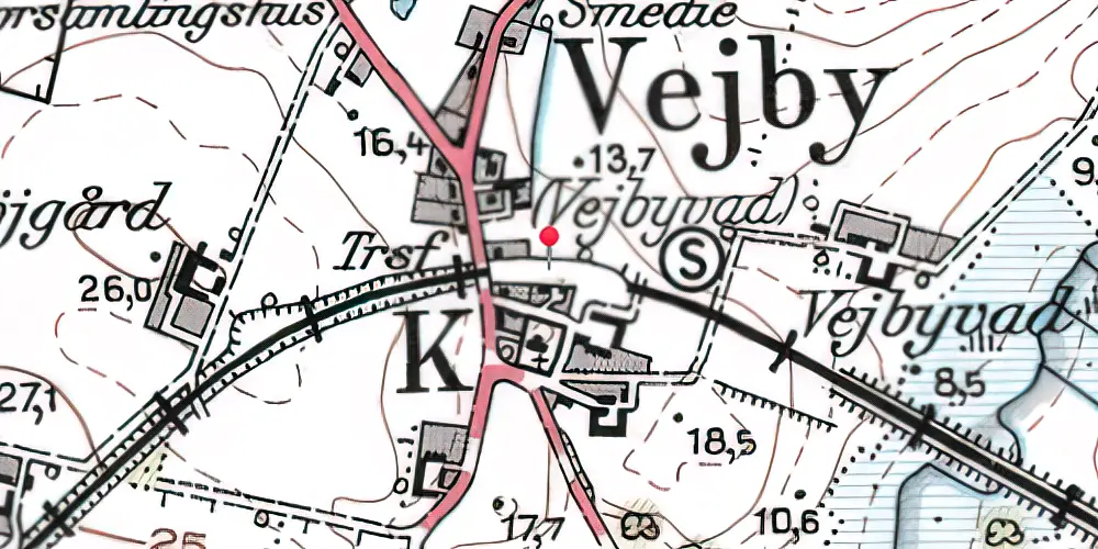 Historisk kort over Vejbyvad Station Historisk kort over Vejbyvad Station