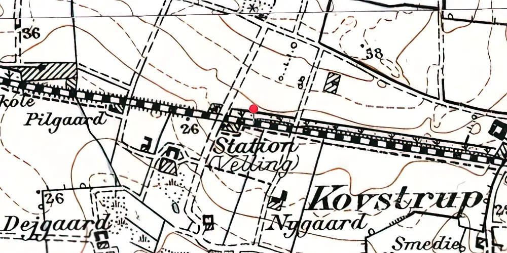 Historisk kort over Velling Station Historisk kort over Velling Station