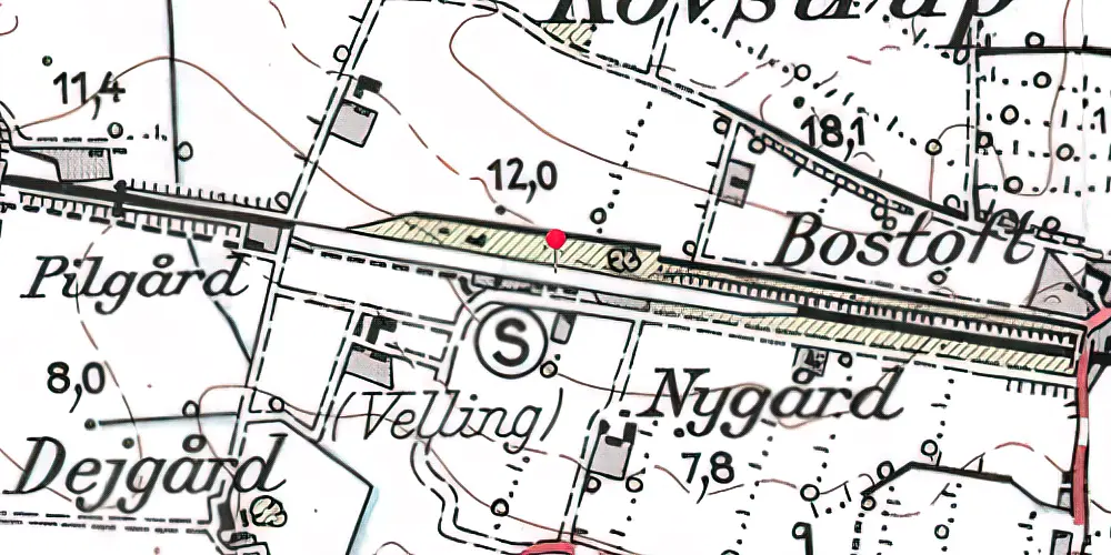 Historisk kort over Velling Station Historisk kort over Velling Station