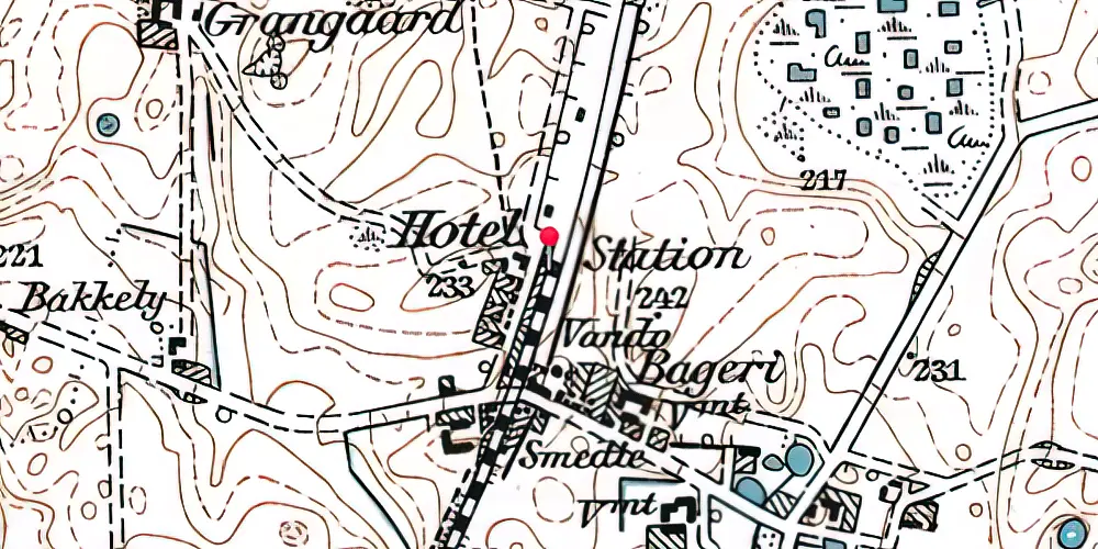 Historisk kort over Øster Doense Station Historisk kort over Øster Doense Station