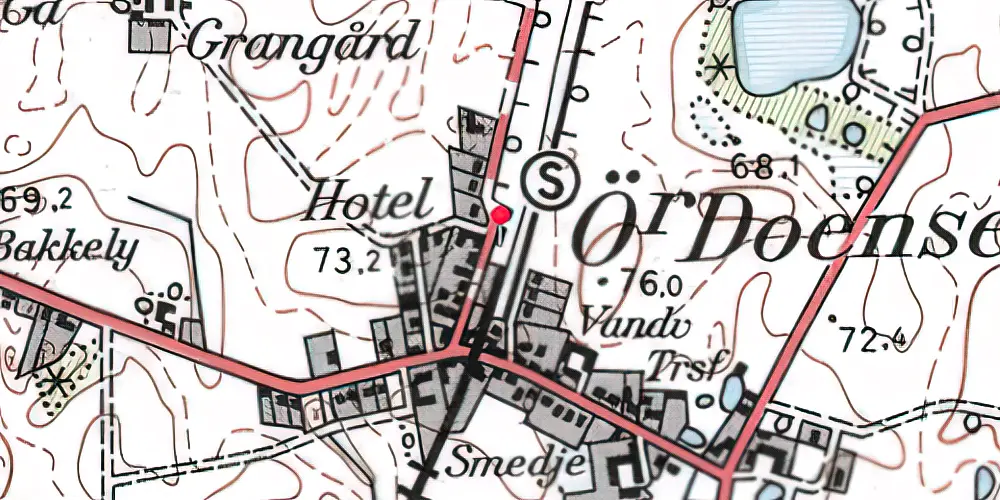 Historisk kort over Øster Doense Station Historisk kort over Øster Doense Station