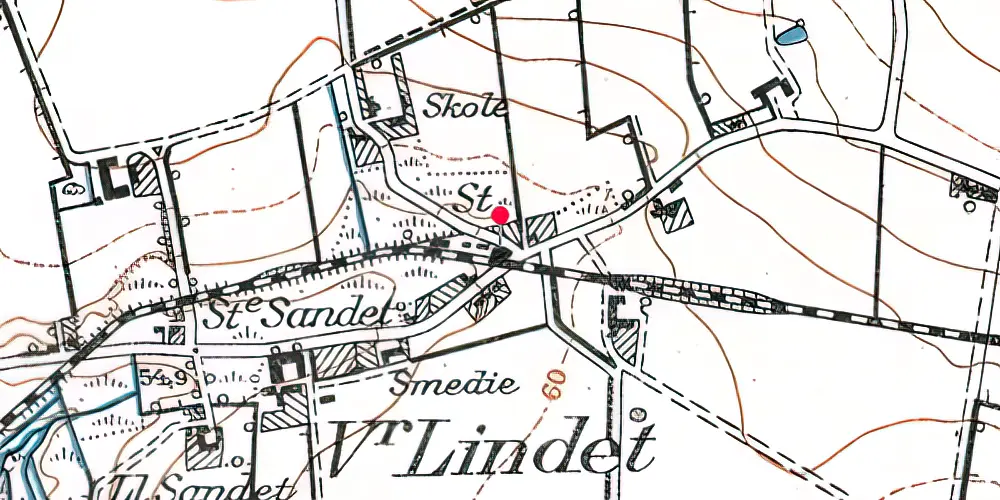 Historisk kort over Vester Lindet Station Historisk kort over Vester Lindet Station