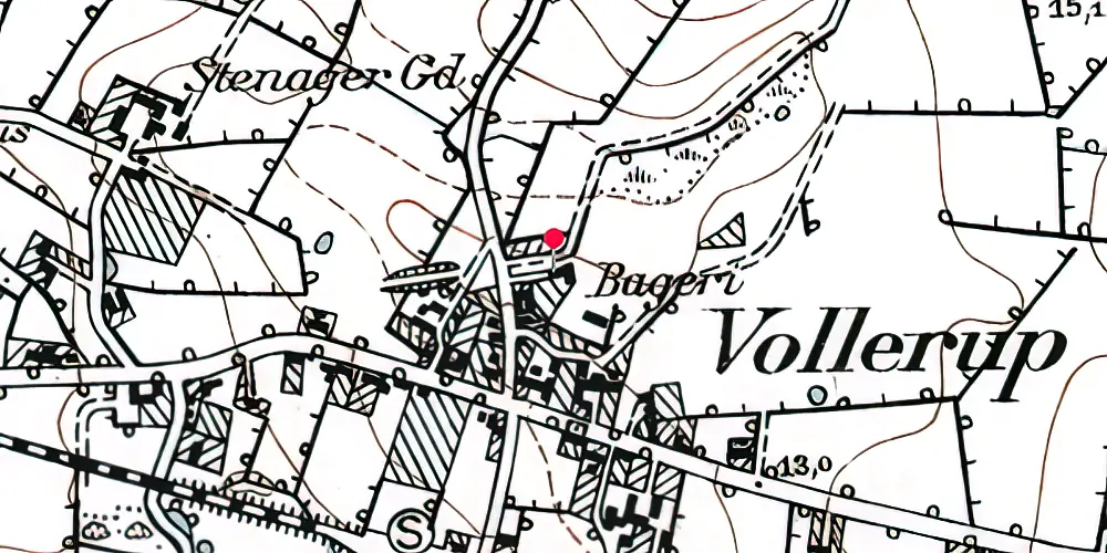 Historisk kort over Vollerup Stationskro [1898-1933]