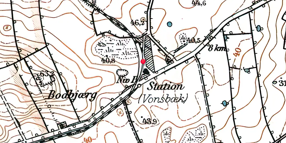 Historisk kort over Vonsbæk Station Historisk kort over Vonsbæk Station