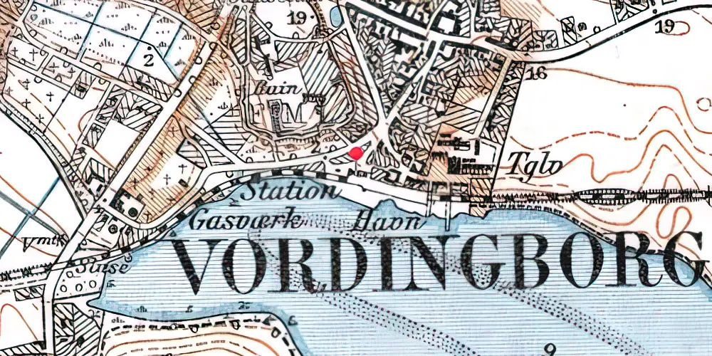 Historisk kort over Vordingborg Slot Station Historisk kort over Vordingborg Slot Station