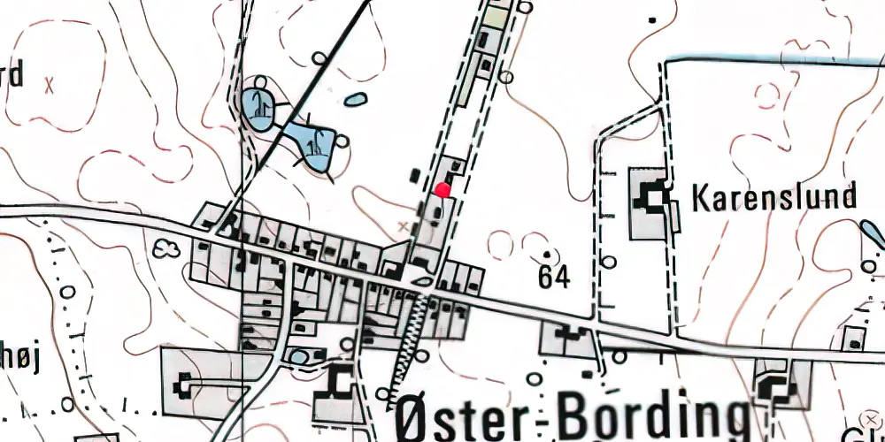 Historisk kort over Øster Bording Station