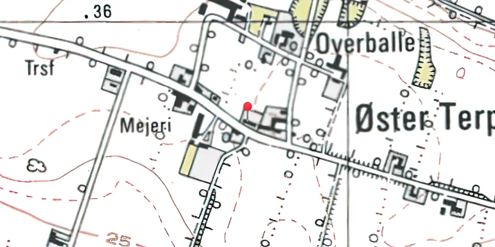 Historisk kort over Øster-Terp Stationskro Historisk kort over Øster-Terp Stationskro