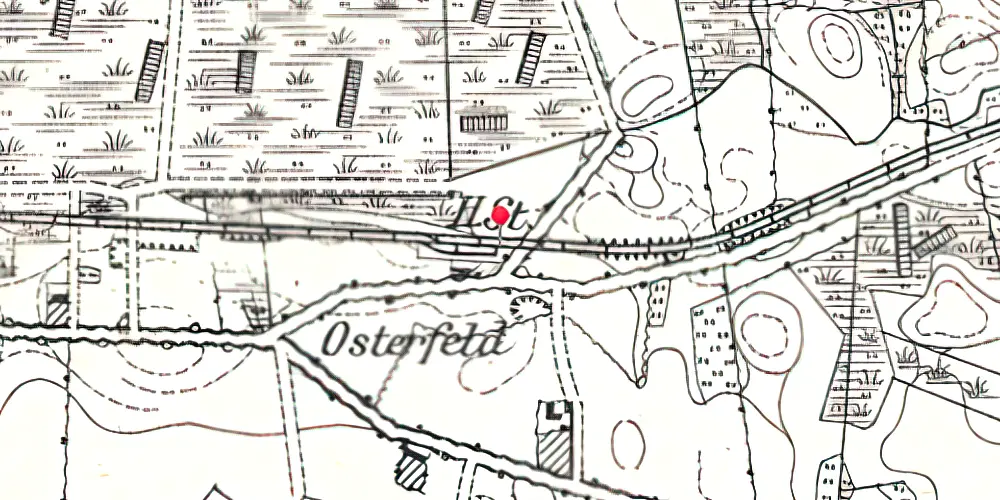 Historisk kort over Østermark Billetsalgssted Historisk kort over Østermark Billetsalgssted