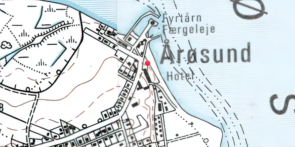 Historisk kort over Aarøsund Havn Station Historisk kort over Aarøsund Havn Station