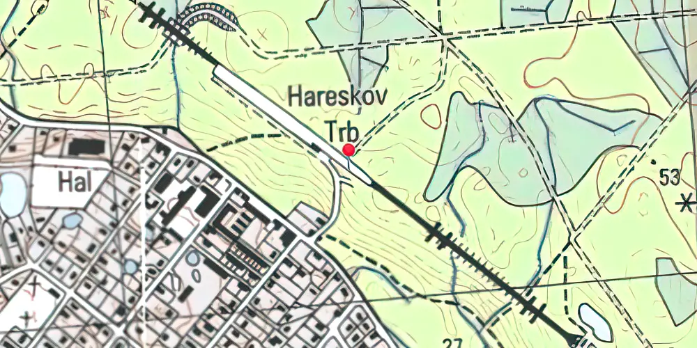 Historisk kort over Hareskov Trinbræt