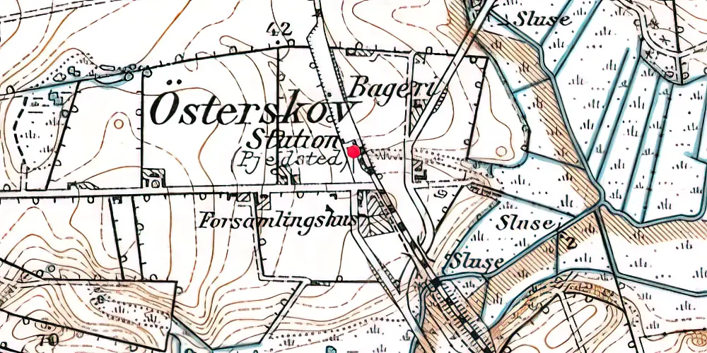 Historisk kort over Pjedsted Trinbræt Historisk kort over Pjedsted Trinbræt