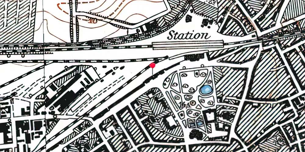 Historisk kort over Odense Banegård [1885-1914]