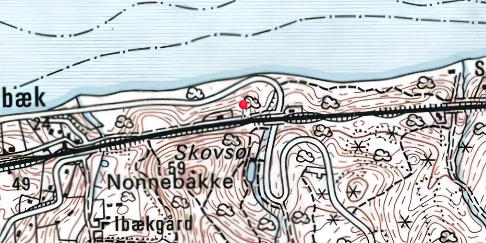 Historisk kort over Munkebjerg Teknisk Station