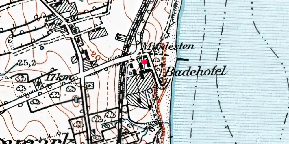 Historisk kort over Mommark Færgegård Stationskro Historisk kort over Mommark Færgegård Stationskro