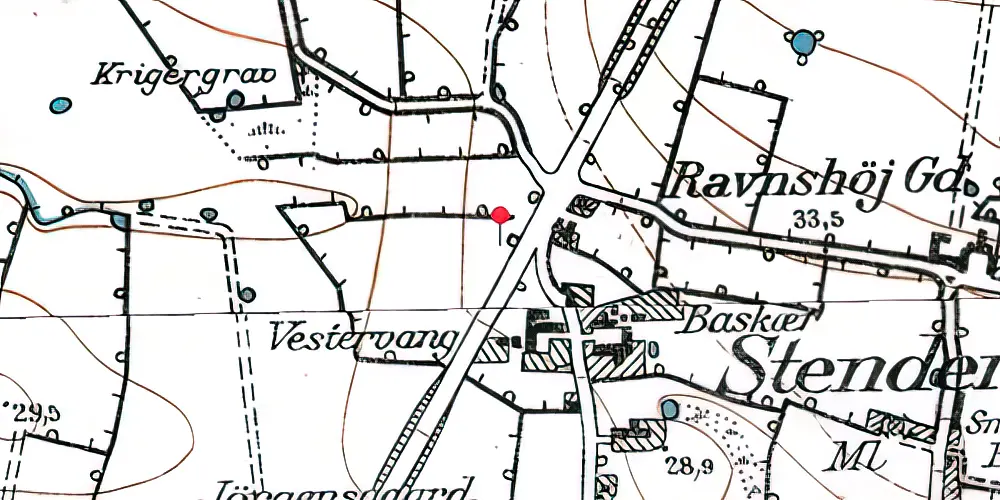 Historisk kort over Stenderup (Sønderjylland) Trinbræt