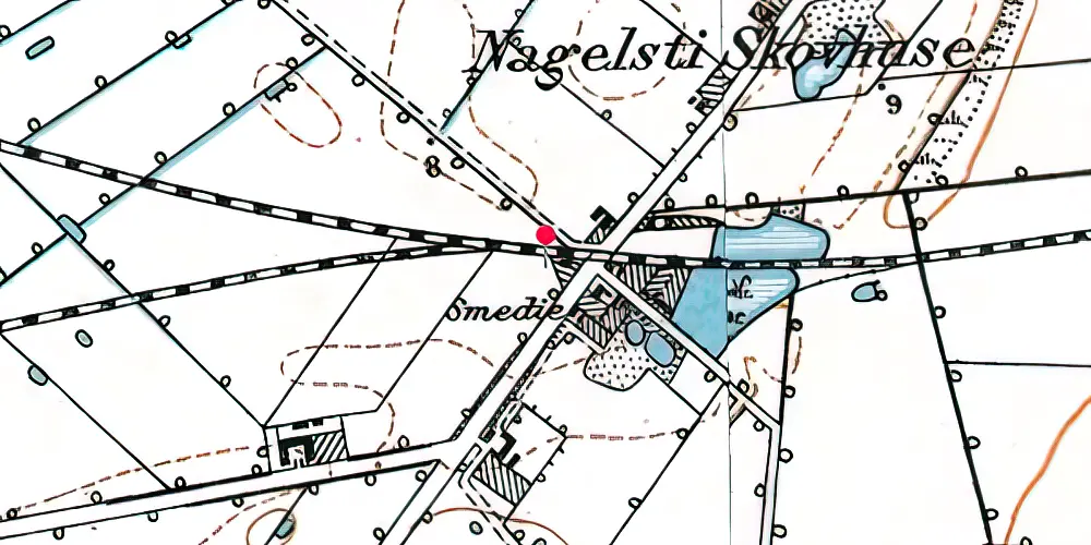 Historisk kort over Nagelsti Forgreningsstation Historisk kort over Nagelsti Forgreningsstation