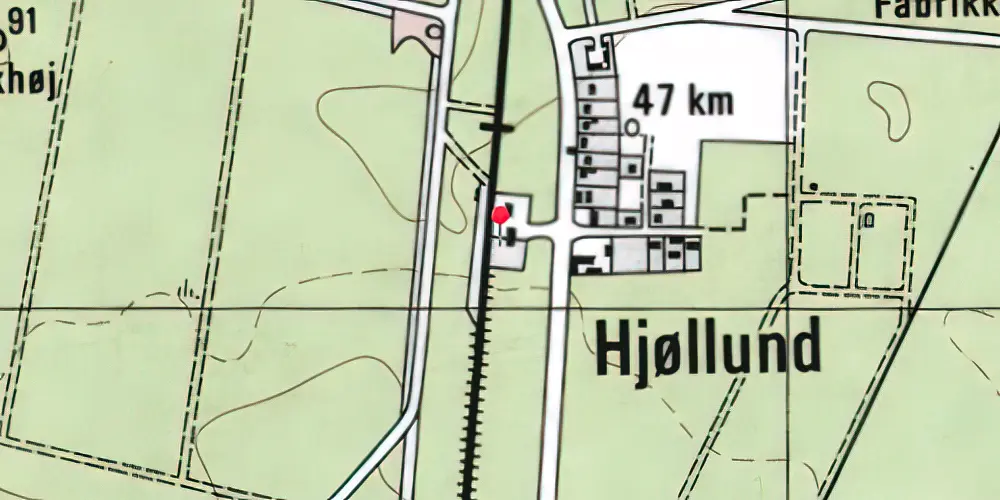 Historisk kort over Hjøllund Billetsalgssted med Sidespor Historisk kort over Hjøllund Billetsalgssted med Sidespor