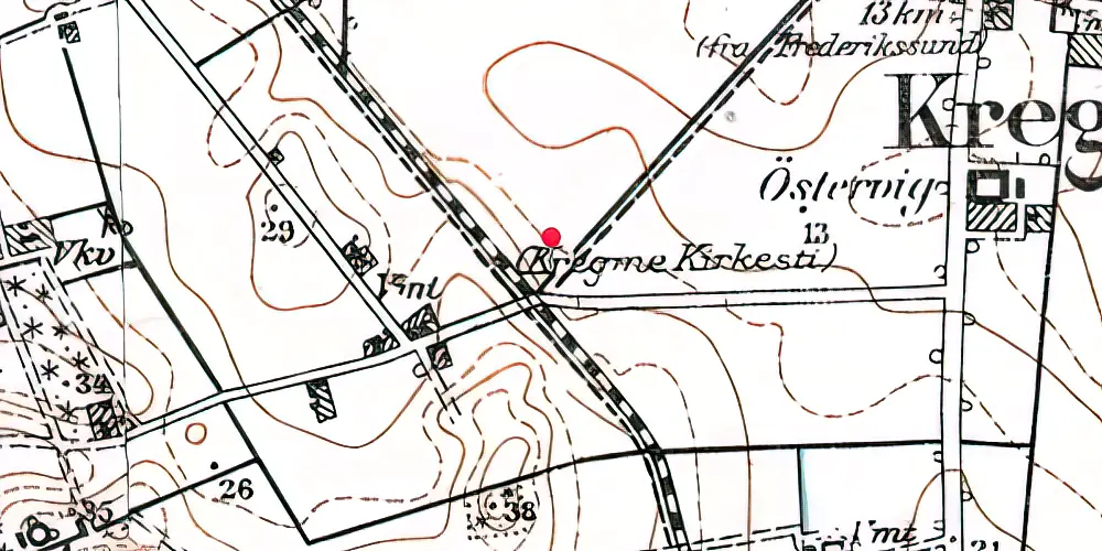 Historisk kort over Kregme Kirkesti Trinbræt Historisk kort over Kregme Kirkesti Trinbræt