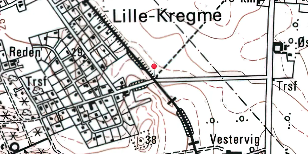 Historisk kort over Kregme Kirkesti Trinbræt