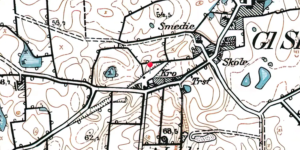 Historisk kort over Skovbølgård Stationskro