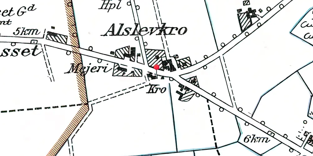 Historisk kort over Alslev Kro (Smalspor) Holdeplads Historisk kort over Alslev Kro (Smalspor) Holdeplads