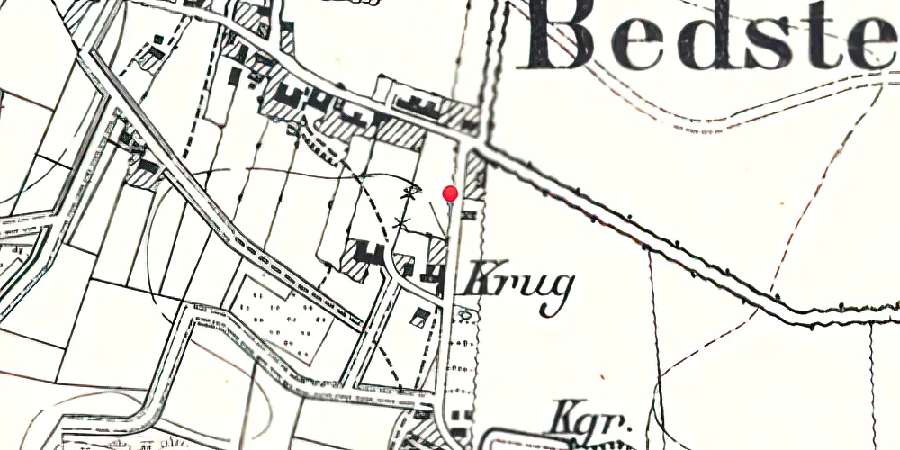 Historisk kort over Bedsted Løgum (Smalspor) Station