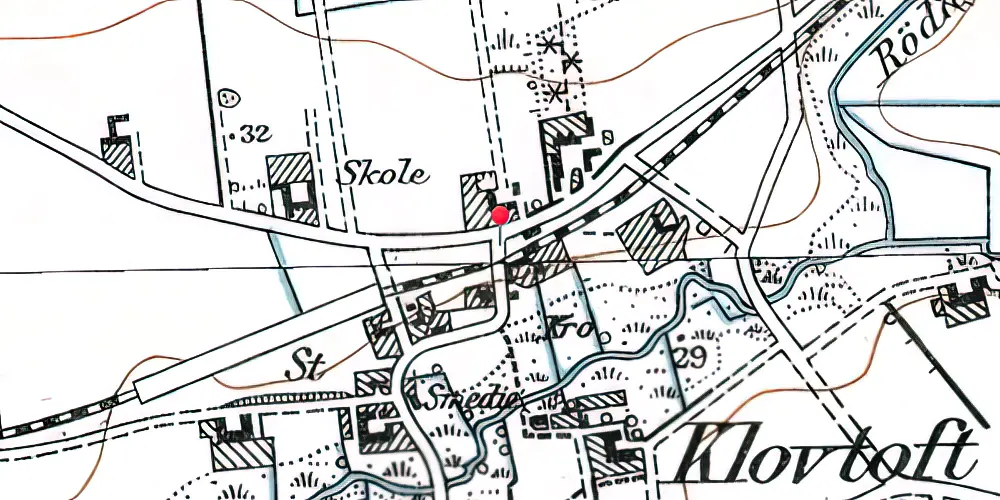 Historisk kort over Klovtoft (Smalspor) Station Historisk kort over Klovtoft (Smalspor) Station