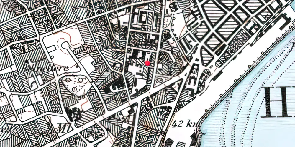 Historisk kort over Helsingør Banegård [1864-1891]