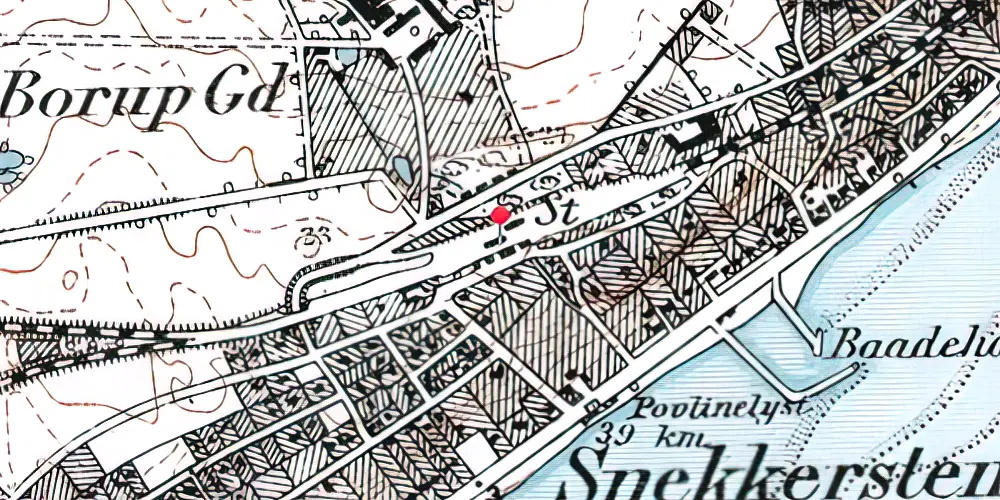 Historisk kort over Snekkersten Station [1891-1955]