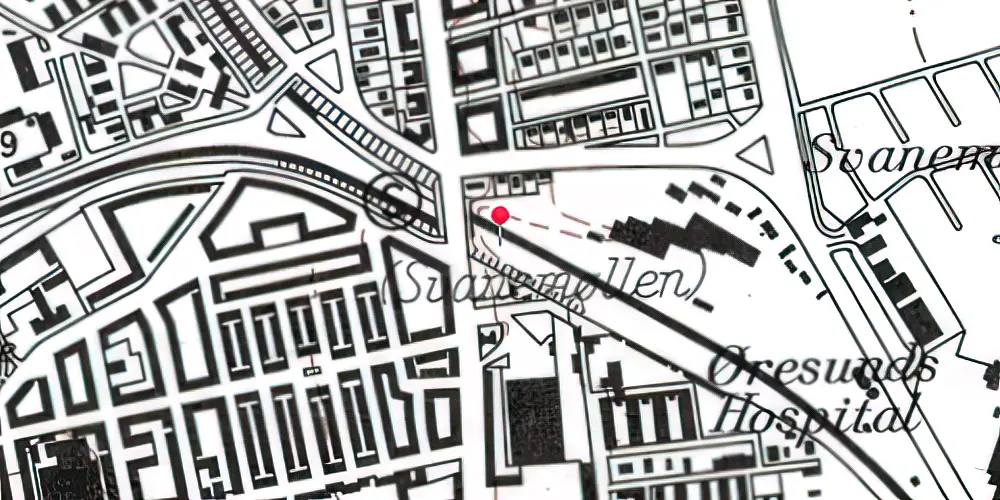 Historisk kort over Svanemøllen S-togsstation