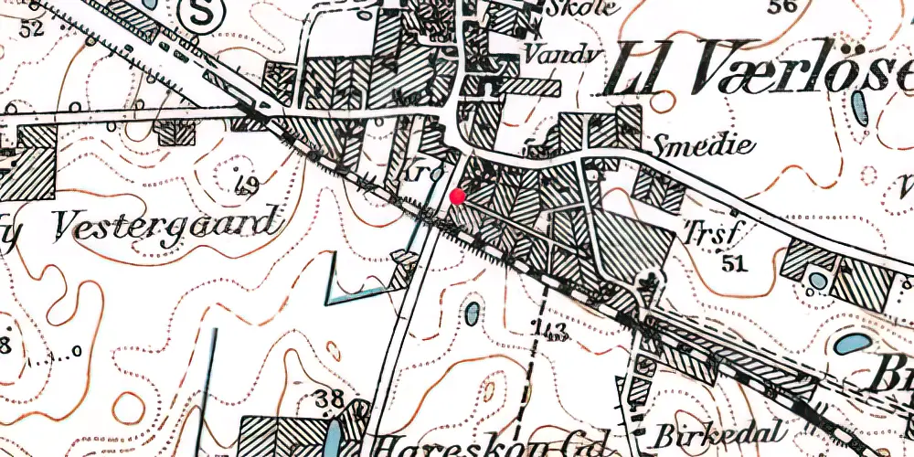 Historisk kort over Værløse S-togstrinbræt